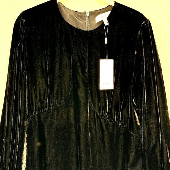 REISS NEW Bianca Black Velvet Mini Dress US Size 10 $345 - Picture 5 of 13